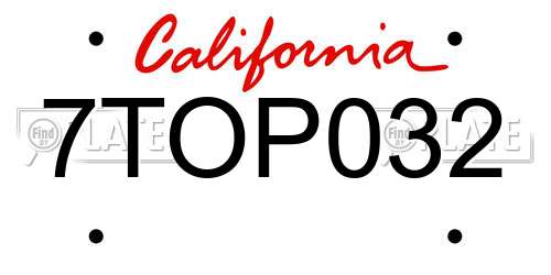 7TOP032 California License Plate