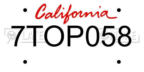 7TOP058 California License Plate