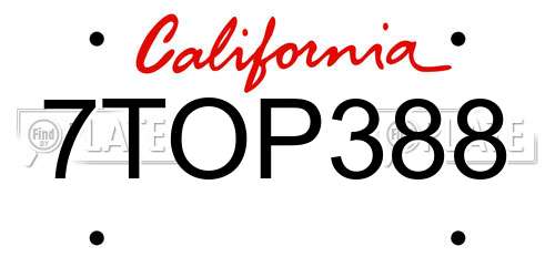 7TOP388 California License Plate