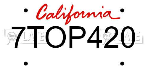 7TOP420 California License Plate