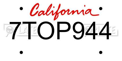 7TOP944 California License Plate