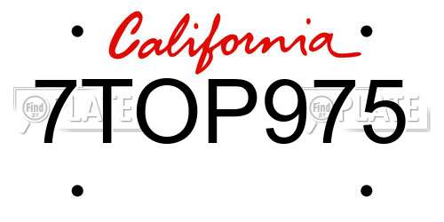 7TOP975 California License Plate