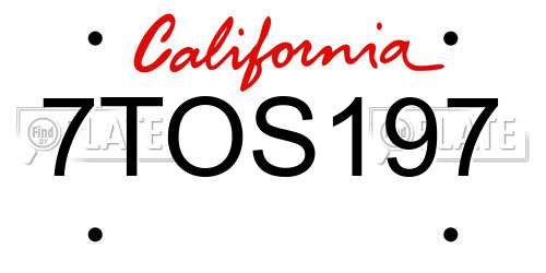 7TOS197 California License Plate