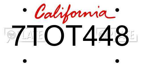 7TOT448 California License Plate