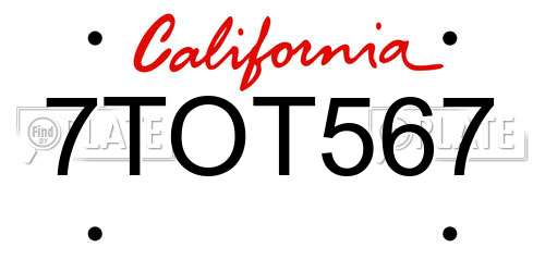 7TOT567 California License Plate