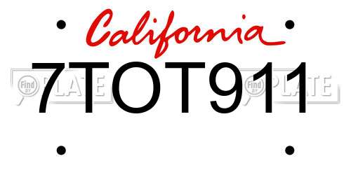 7TOT911 California License Plate