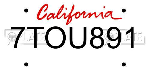 7TOU891 California License Plate