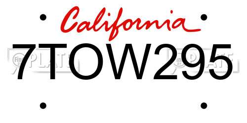 7TOW295 California License Plate