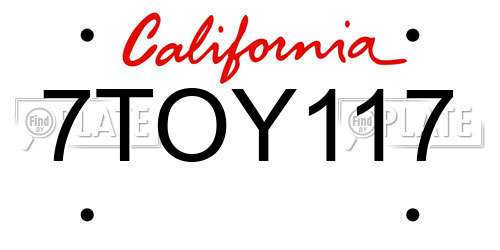 7TOY117 California License Plate