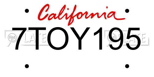 7TOY195 California License Plate