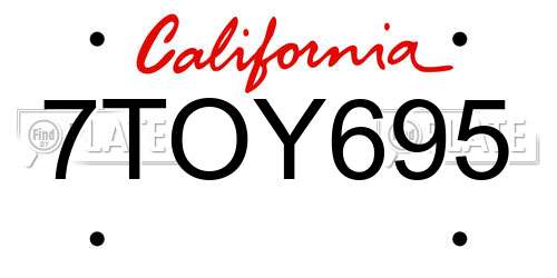 7TOY695 California License Plate