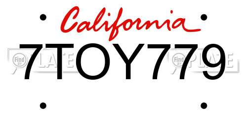 7TOY779 California License Plate