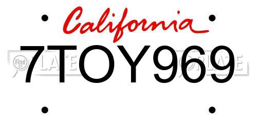 7TOY969 California License Plate
