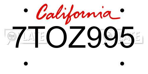 7TOZ995 California License Plate