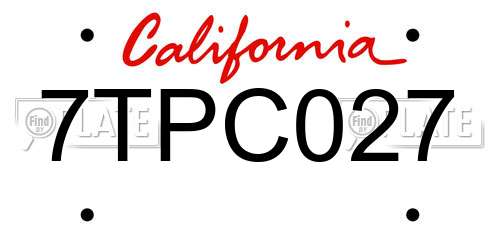 7TPC027 California License Plate