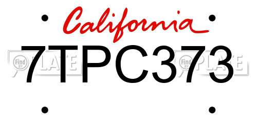 7TPC373 California License Plate