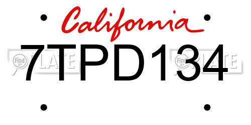 7TPD134 California License Plate