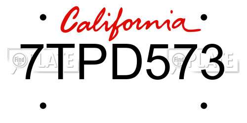 7TPD573 California License Plate