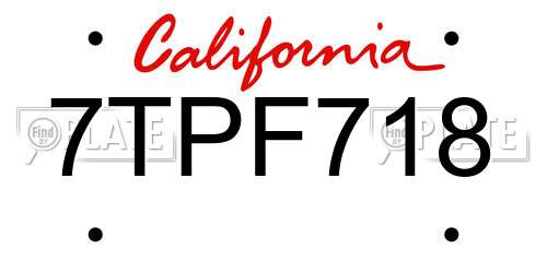 7TPF718 California License Plate