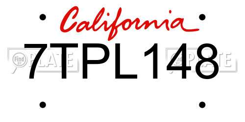 7TPL148 California License Plate