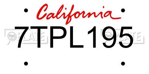 7TPL195 California License Plate