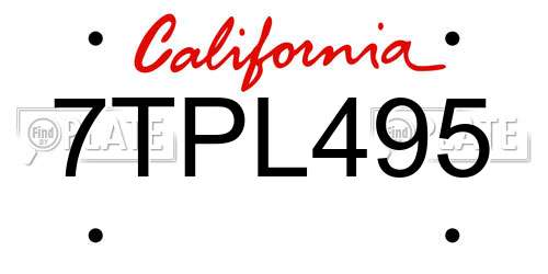 7TPL495 California License Plate