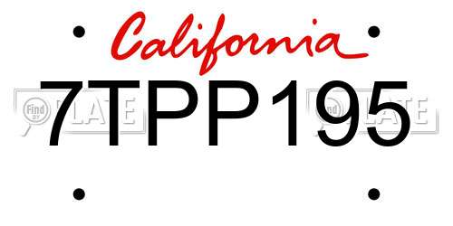 7TPP195 California License Plate