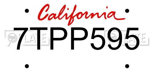 7TPP595 California License Plate
