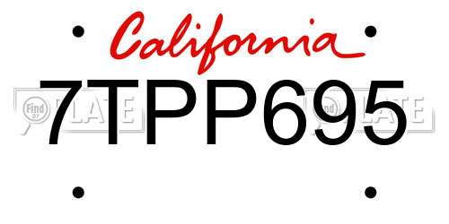 7TPP695 California License Plate