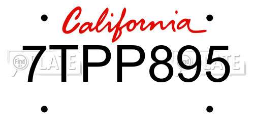 7TPP895 California License Plate