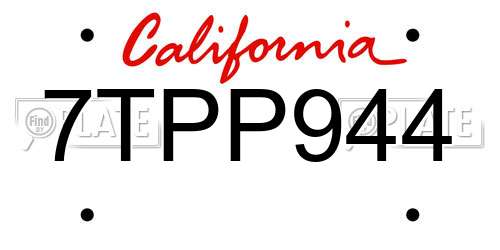 7TPP944 California License Plate