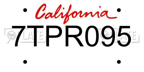 7TPR095 California License Plate