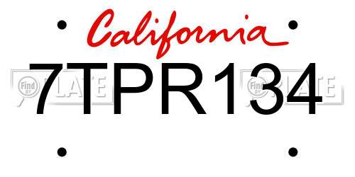 7TPR134 California License Plate
