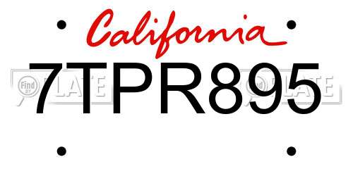 7TPR895 California License Plate
