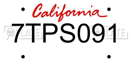 7TPS091 California License Plate