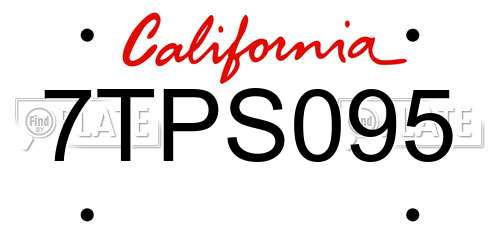 7TPS095 California License Plate