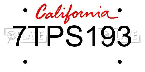7TPS193 California License Plate