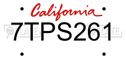 7TPS261 California License Plate