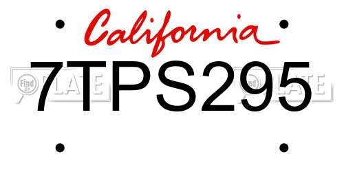 7TPS295 California License Plate