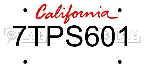 7TPS601 California License Plate