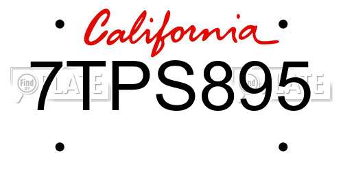 7TPS895 California License Plate