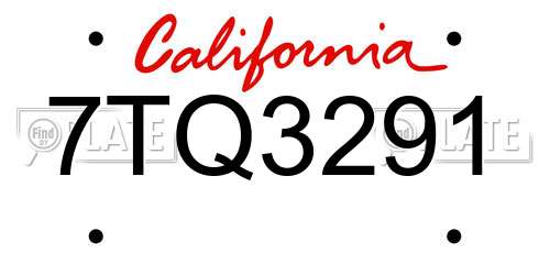 7TQ3291 California License Plate