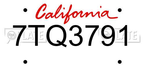 7TQ3791 California License Plate