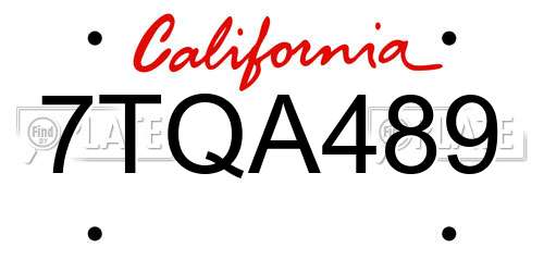 7TQA489 California License Plate