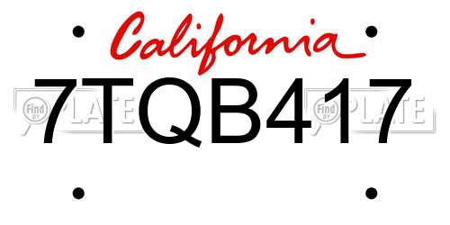 7TQB417 California License Plate