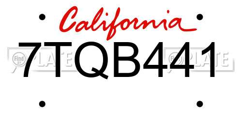 7TQB441 California License Plate