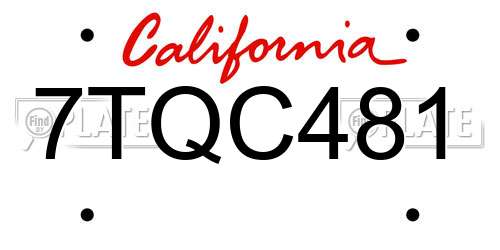 7TQC481 California License Plate