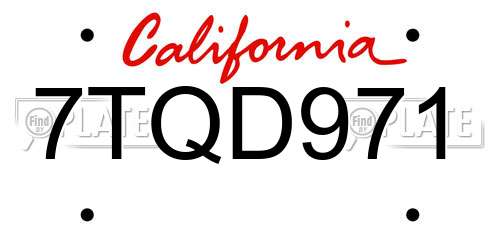 7TQD971 California License Plate
