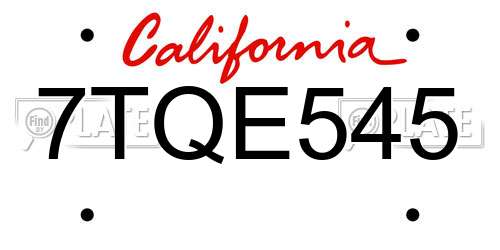7TQE545 California License Plate