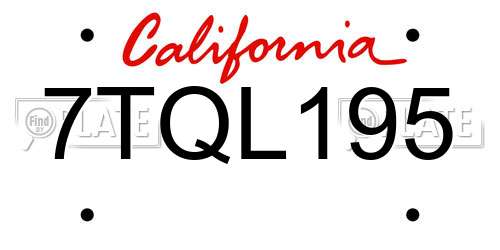7TQL195 California License Plate